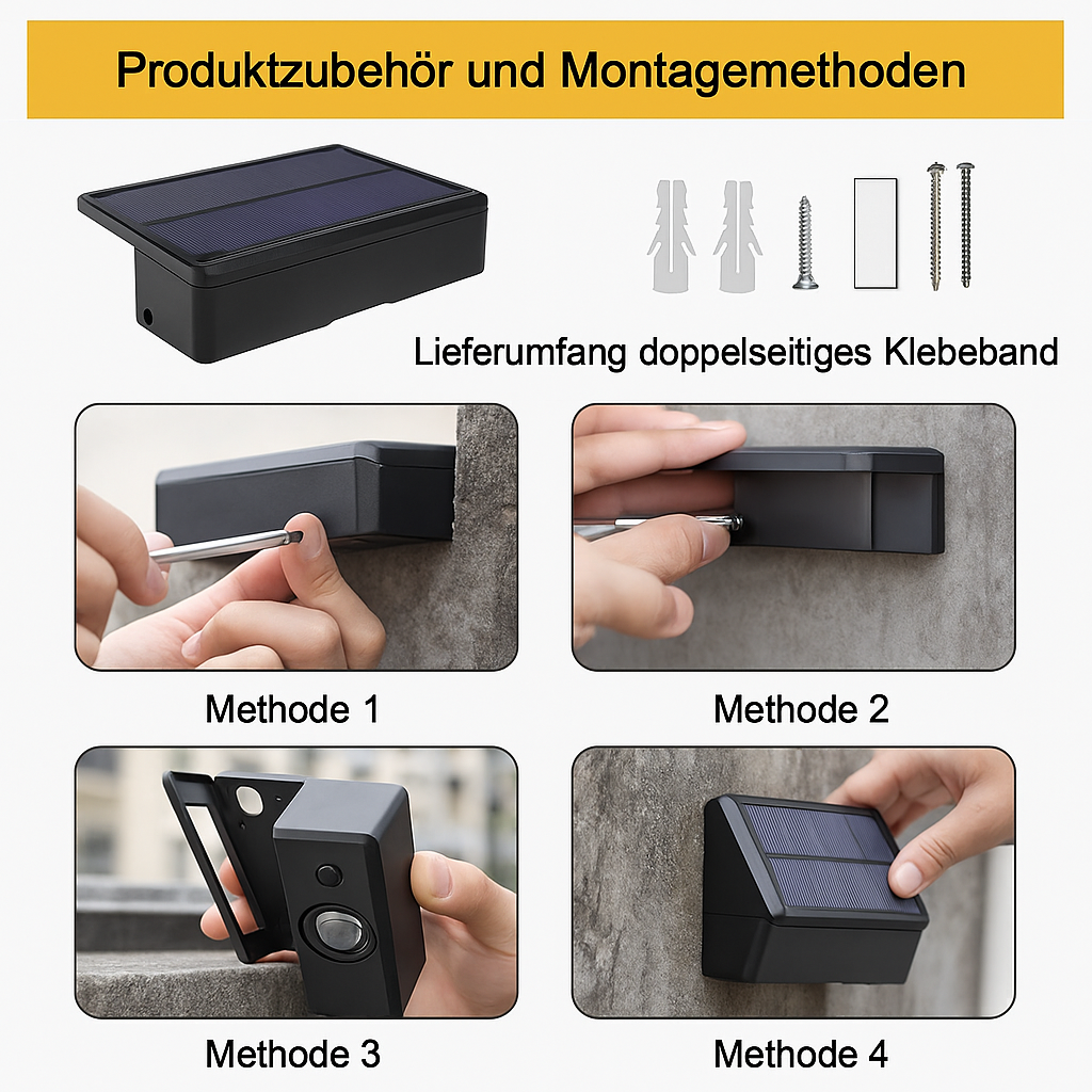 Vialux™ | Solarbetriebene Designlampe für Außenwände.