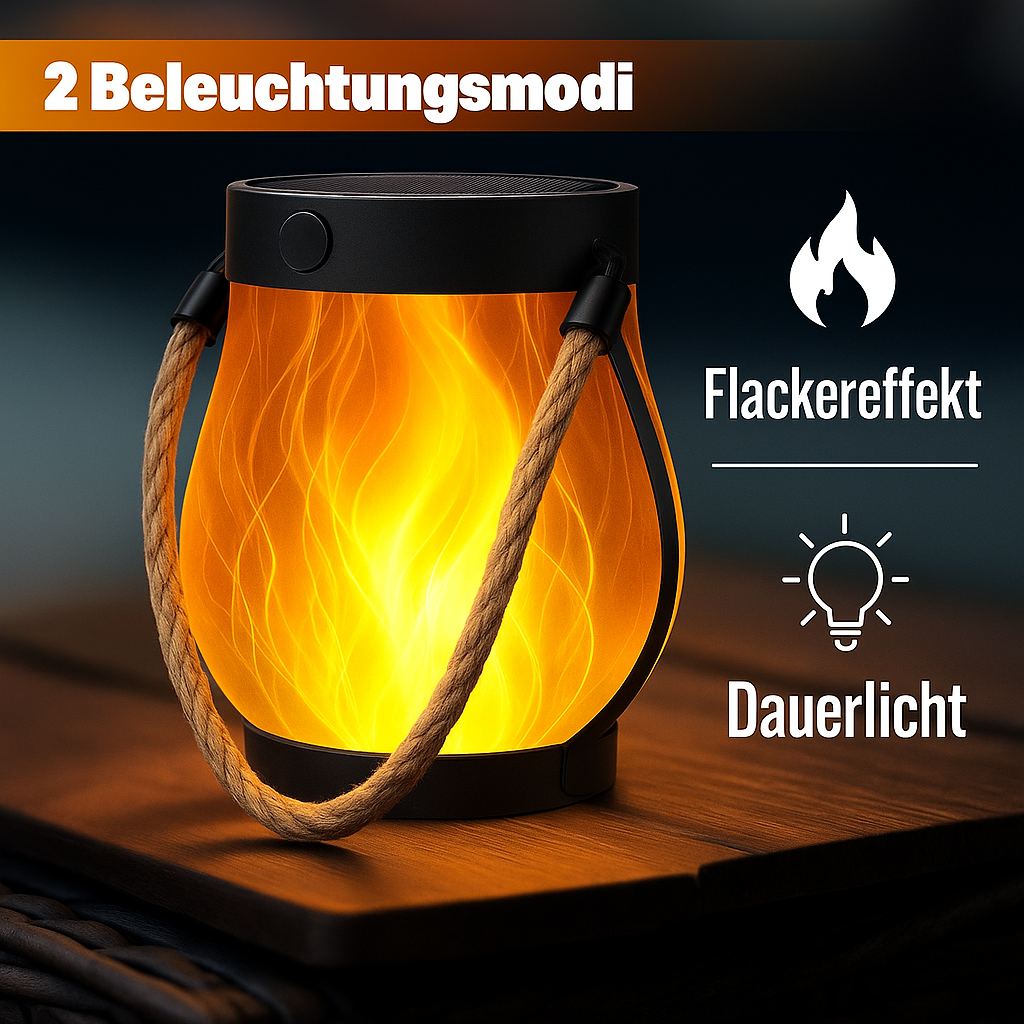 Flamara™ | Solar-Gartenlaterne mit Flammenlicht