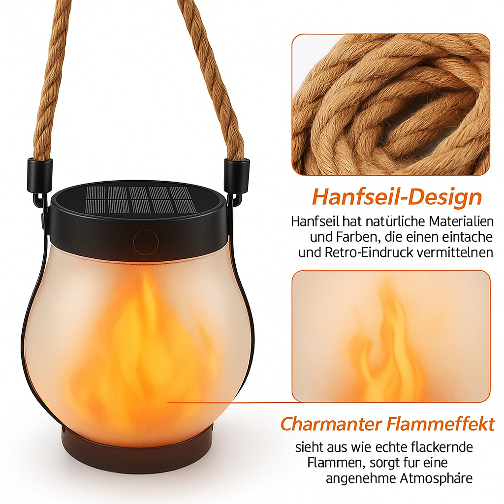 Flamara™ | Solar-Gartenlaterne mit Flammenlicht