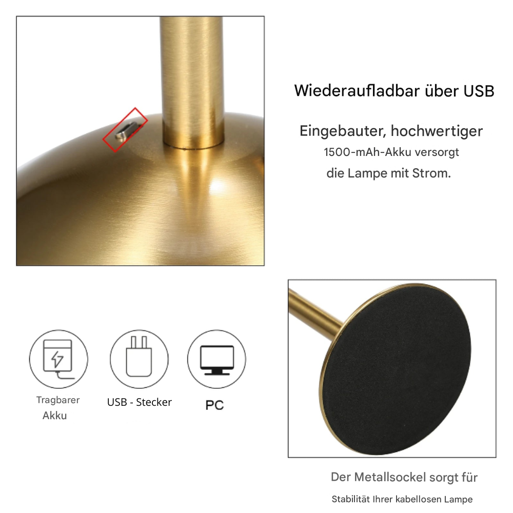 Elegante LED Tischlampe – Warmweiß | Design Nachttischlampe für Wohnzimmer & Schlafzimmer