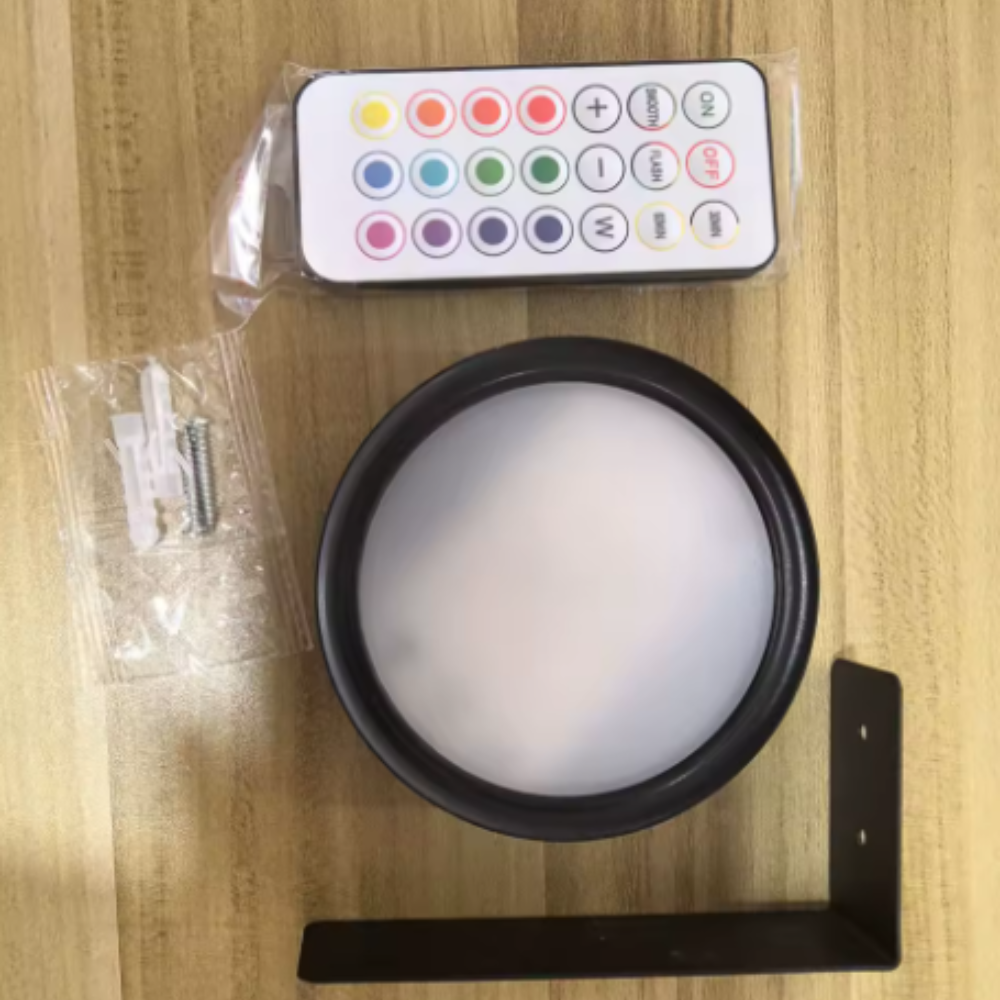 LED Wandleuchte RGB mit Fernbedienung – Moderne Wandlampe Innenbeleuchtung, Dimmbar & Farbwechsel (Schwarz/Gold)