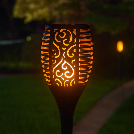 Solar Gartenfackel LED mit Flammen-Effekt | Solarleuchte Außen für Garten & Terrasse | IP65 Wasserdicht Deko Lampe