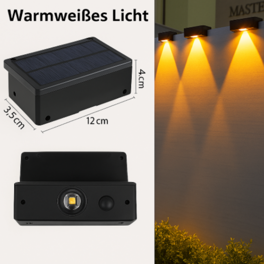 Vialux™ | Solarbetriebene Designlampe für Außenwände.