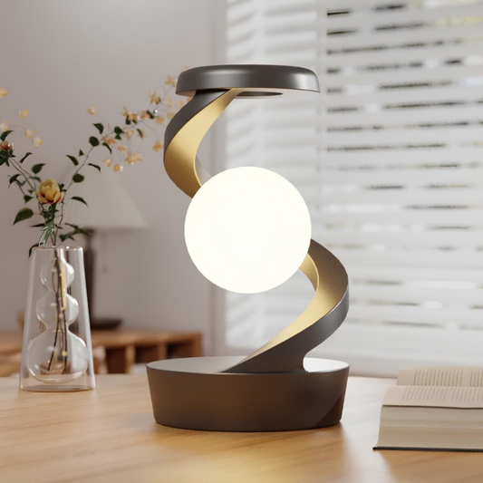 Moderne LED Tischlampe – Spiral Design Lampe in Grau & Weiß für Wohnzimmer & Büro