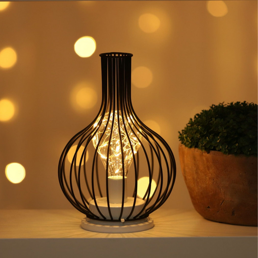 LED Tischlampe im Vintage Design – Deko Lampe aus Metall für Wohnzimmer & Schlafzimmer – Warmweißes Stimmungslicht