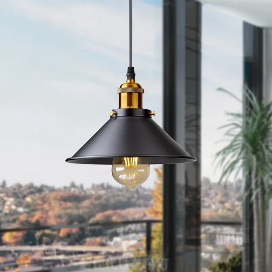 Retro Industrie Pendelleuchte Schwarz – Vintage Hängelampe aus Metall mit E27 Fassung für Esszimmer, Küche & Wohnzimmer