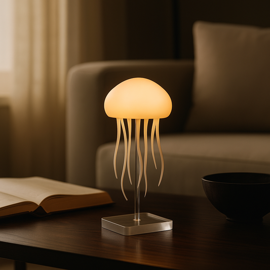 LED Tischlampe im Quallen-Design – Design Deko Lampe mit warmem Ambientelicht für Wohnzimmer & Schlafzimmer