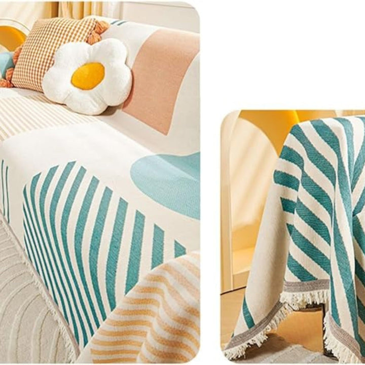Chenille-Sofadecke mit dezentem geometrischem Muster