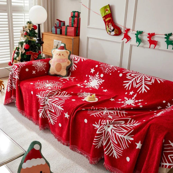 Chenille-Sofadecke mit Weihnachtsmotiv