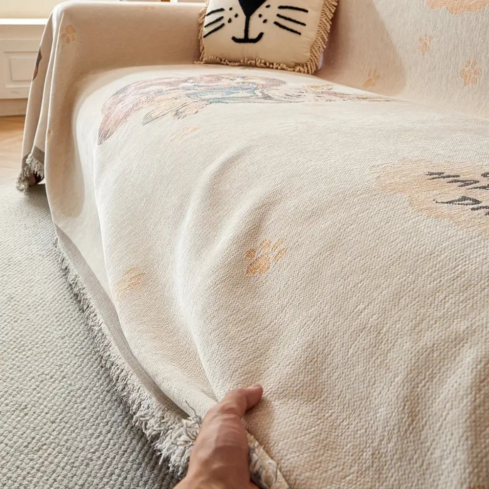 Wendbarer Sofaüberwurf aus floralem Jacquard