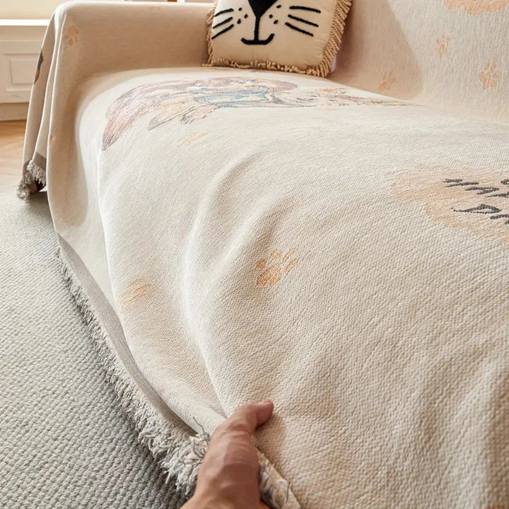 Wendbarer Sofaüberwurf aus floralem Jacquard