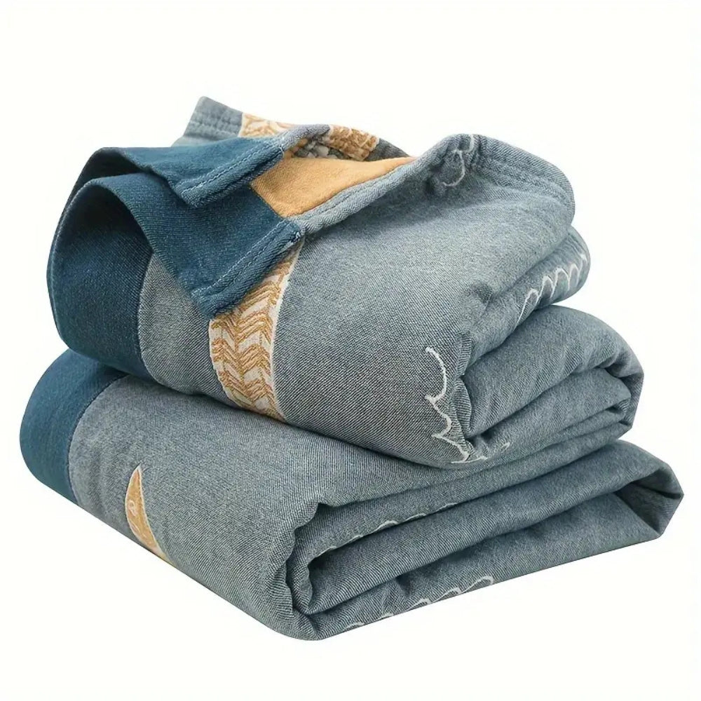 Wendbare Jacquard-Baumwolldecke mit Fischmuster