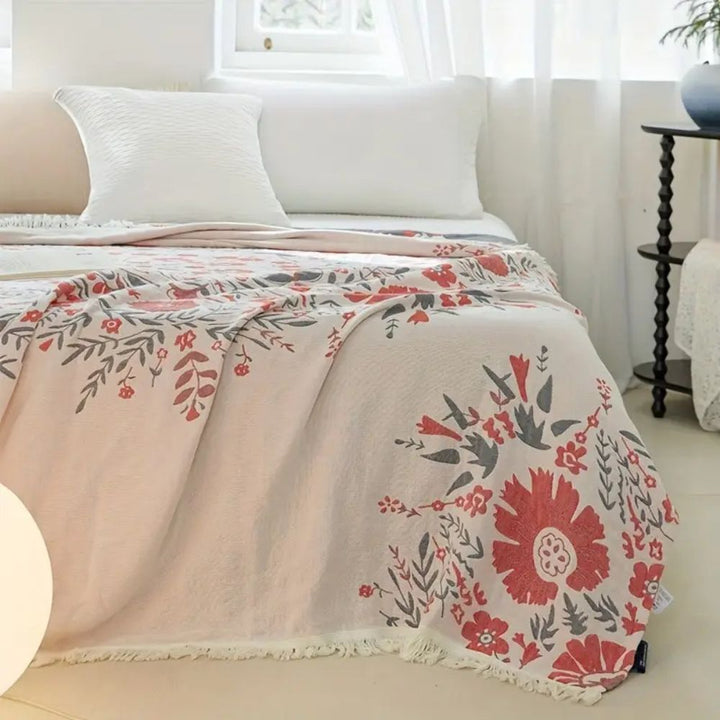 Wendbare Baumwolldecke mit ornamentalem Blumenmuster