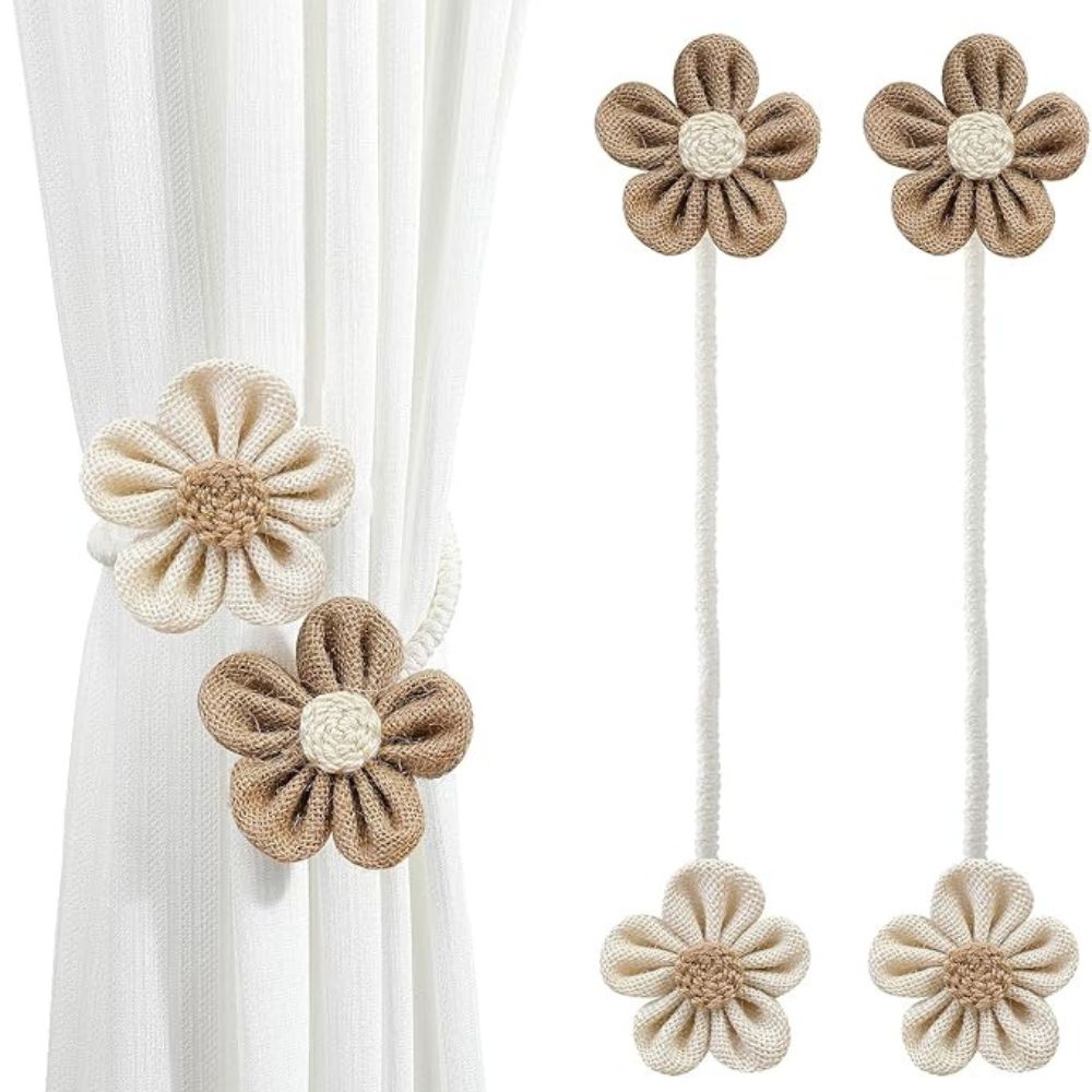 Raffhalter aus Hanfseil mit Blume, 2er-Set