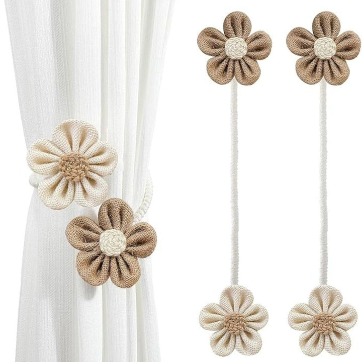 Raffhalter aus Hanfseil mit Blume, 2er-Set