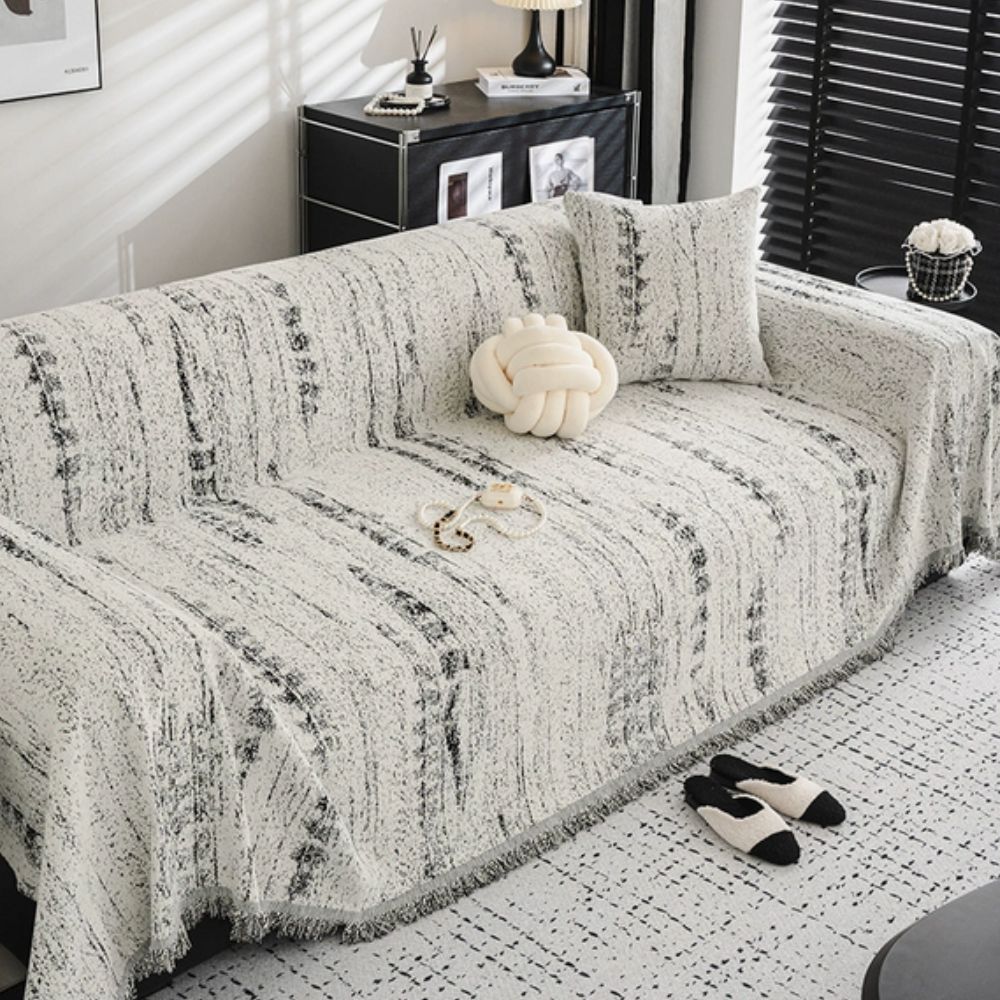Chenille-Sofadecke mit Wappenmuster