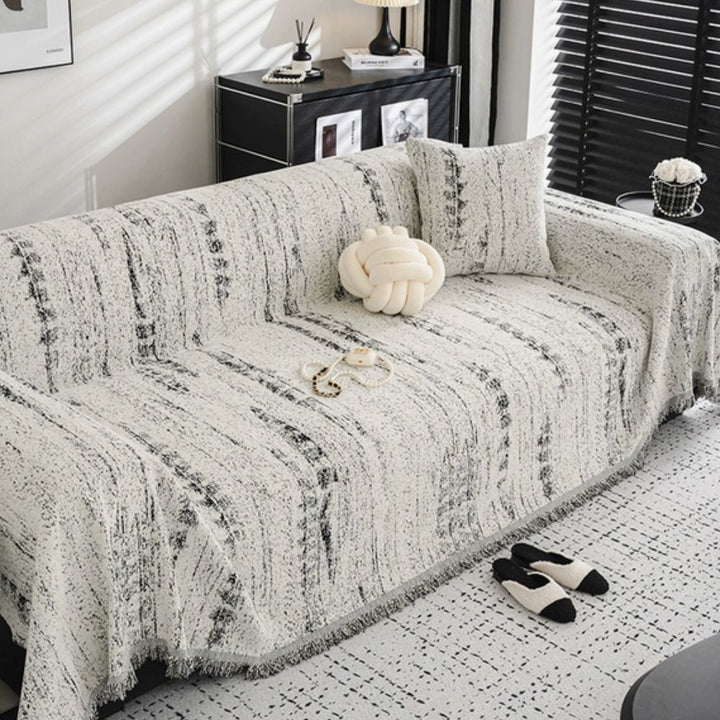 Chenille-Sofadecke mit Wappenmuster