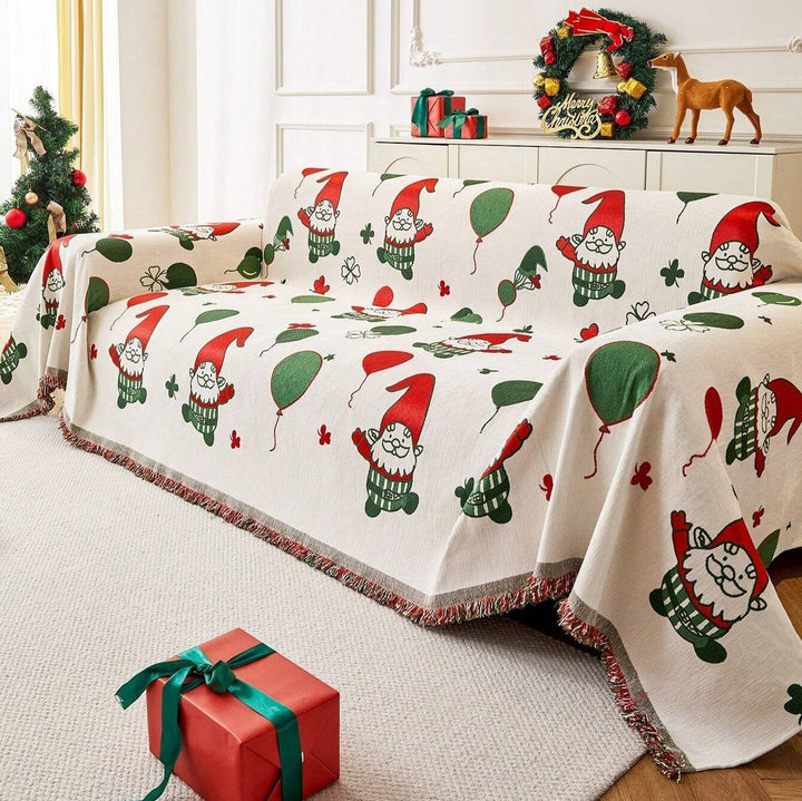 Gesteppter Sofaüberwurf mit Weihnachtswichteln