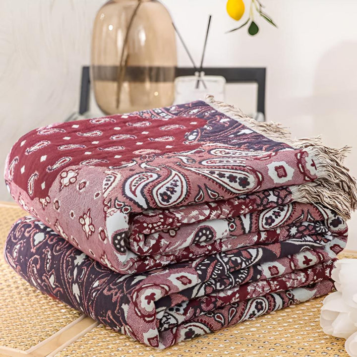 Jacquard-Baumwoll-Tagesdecke mit Paisley-Muster 200 x 230 cm