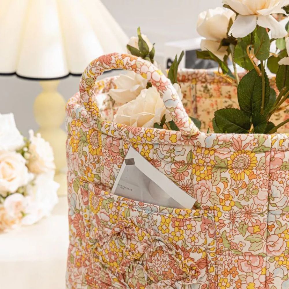 Aufbewahrungskorb aus Stoff mit Blumenmuster 33 x 27 cm