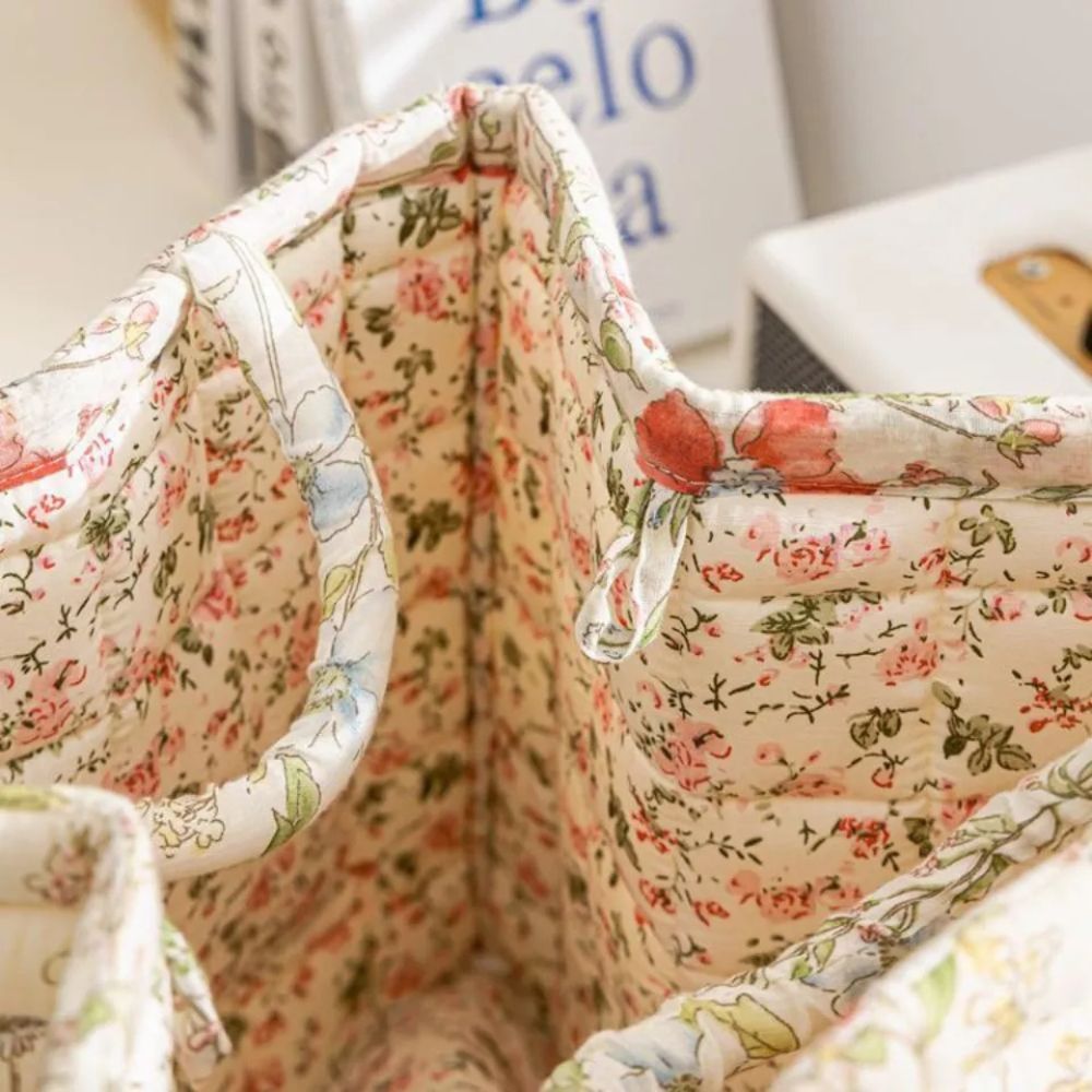 Aufbewahrungskorb aus Stoff mit Blumenmuster 33 x 27 cm
