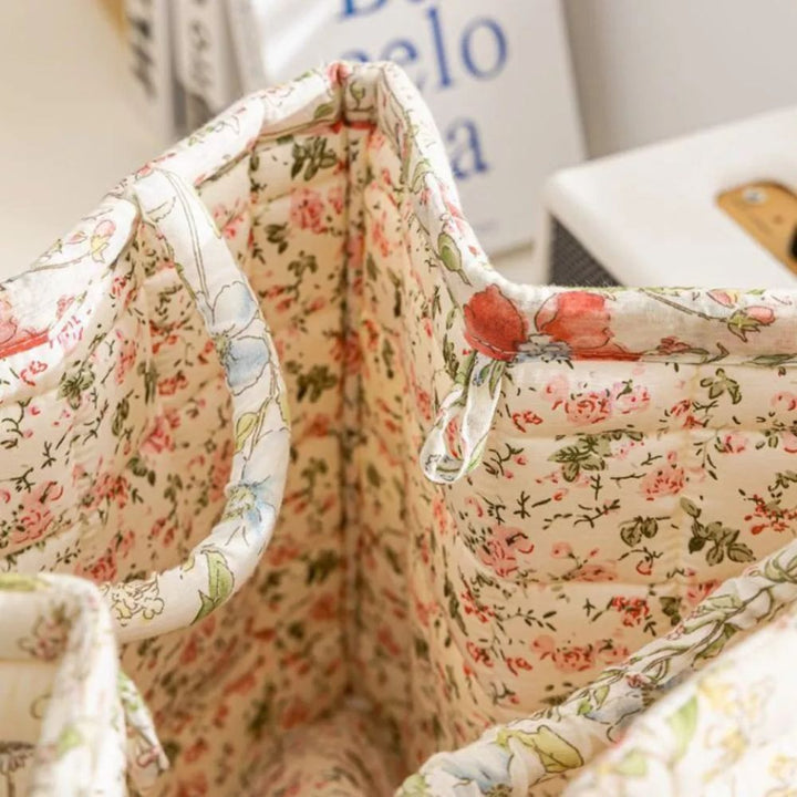 Aufbewahrungskorb aus Stoff mit Blumenmuster 33 x 27 cm