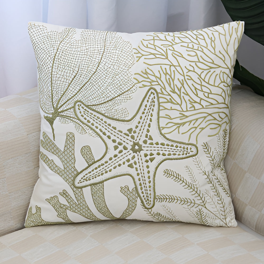 Bestickter Kissenbezug mit maritimen Motiven 45 x 45 cm