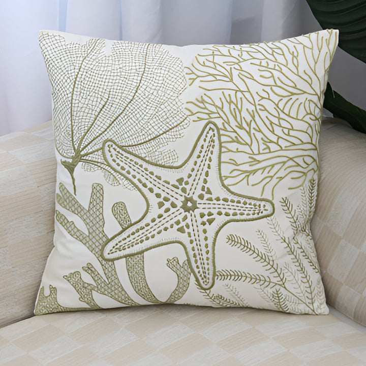 Bestickter Kissenbezug mit maritimen Motiven 45 x 45 cm