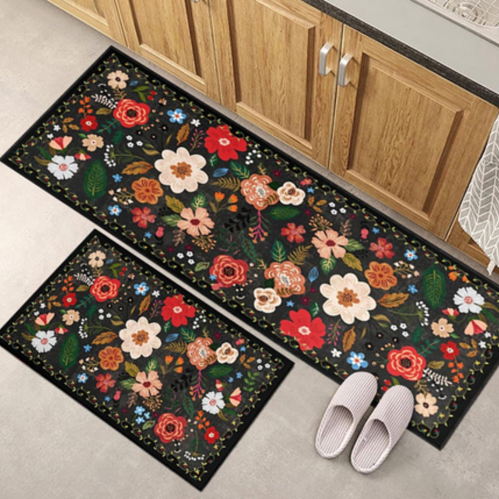 2er-Set gepolsterte Küchenmatten mit Blumenmuster