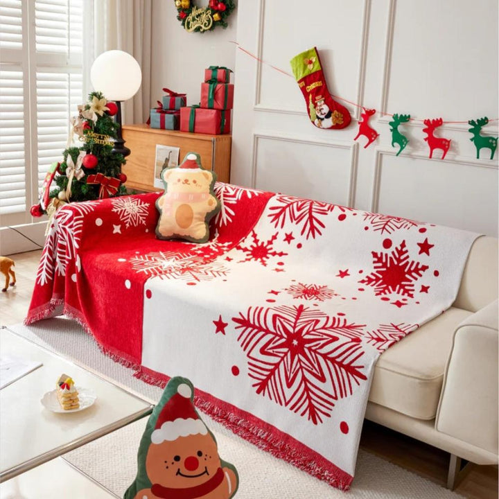 Chenille-Sofadecke mit Weihnachtsmotiv
