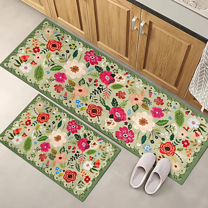 2er-Set gepolsterte Küchenmatten mit Blumenmuster