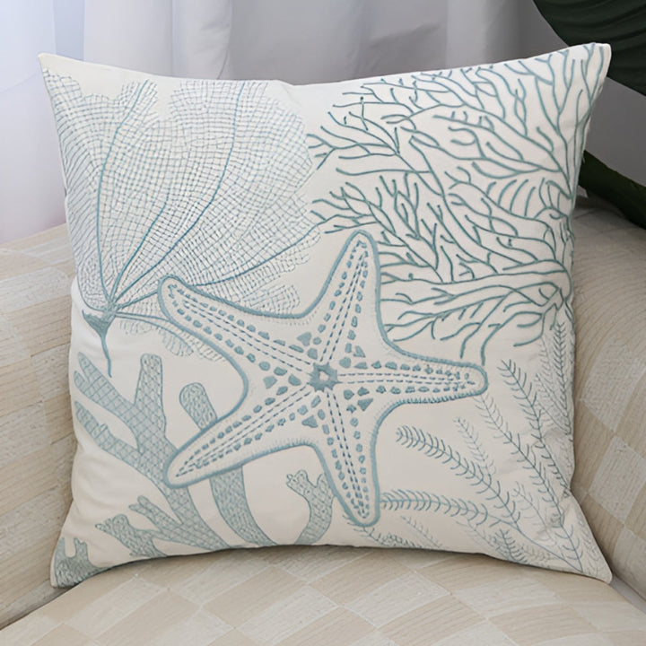 Bestickter Kissenbezug mit maritimen Motiven 45 x 45 cm