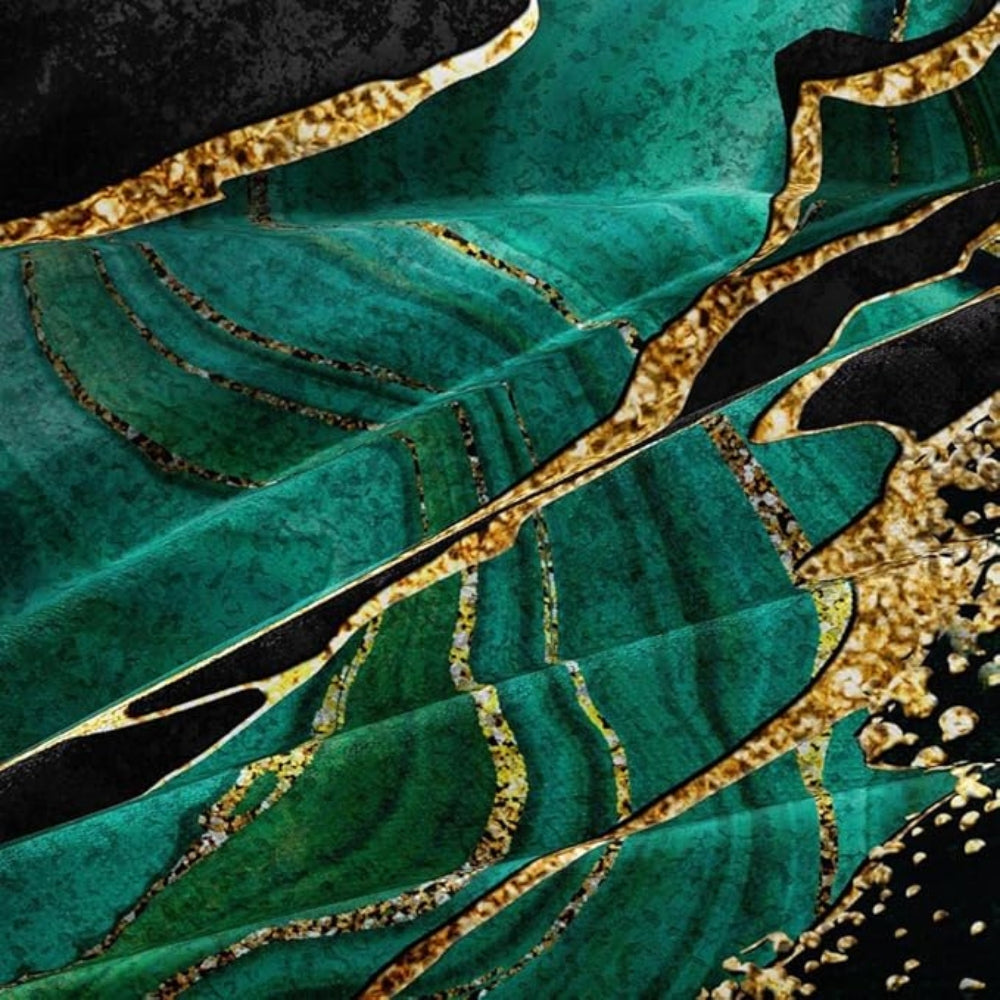 Bettwäsche-Set mit Marmormuster und goldenen Akzenten