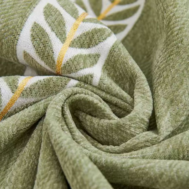 Chenille-Sofaüberwurf mit gewebtem Blattmuster