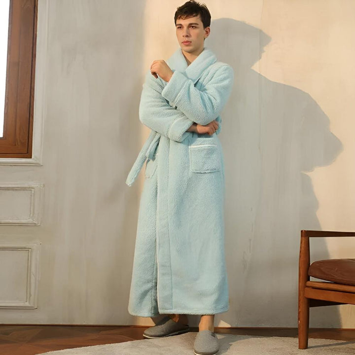 Bademantel aus Fleece mit Sherpa-Futter
