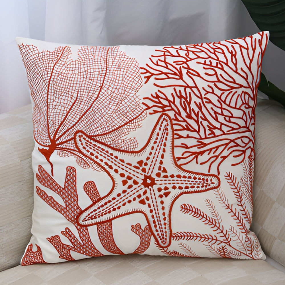 Bestickter Kissenbezug mit maritimen Motiven 45 x 45 cm