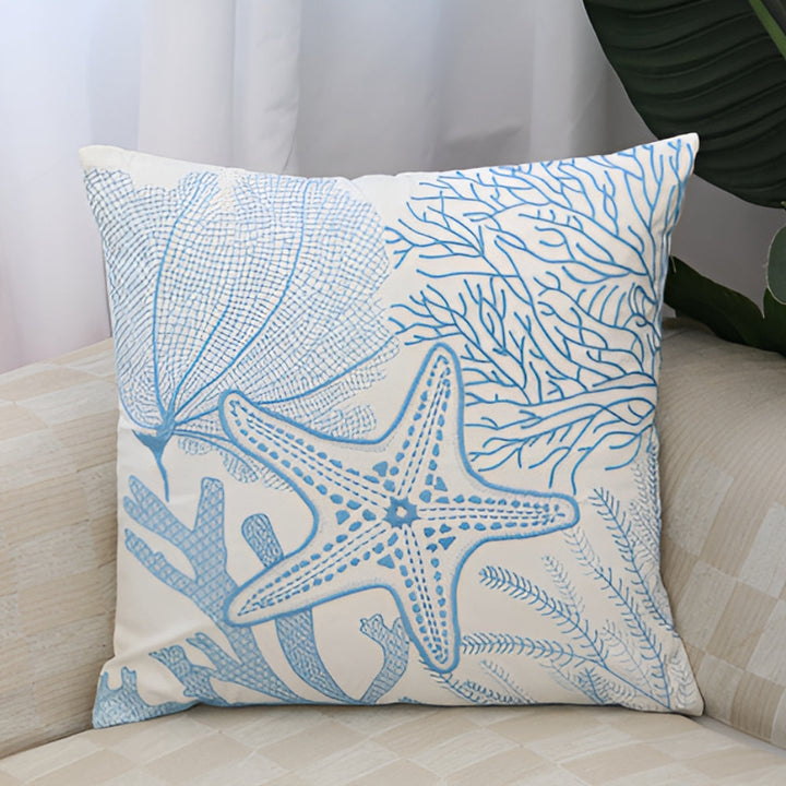 Bestickter Kissenbezug mit maritimen Motiven 45 x 45 cm