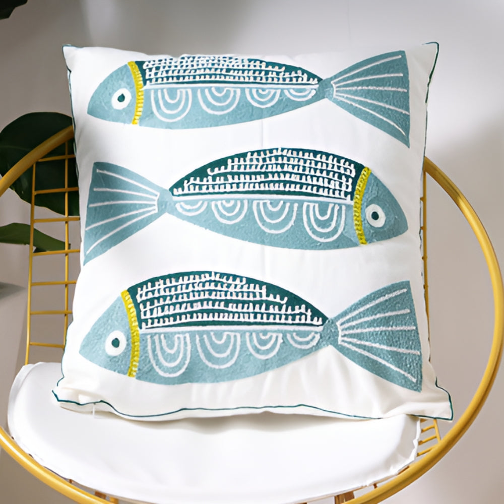 Bestickter Kissenbezug mit maritimen Motiven 45 x 45 cm