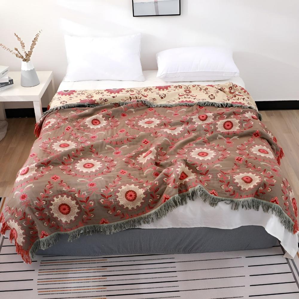 Wendbare Baumwoll-Tagesdecke mit Retro-Mandala