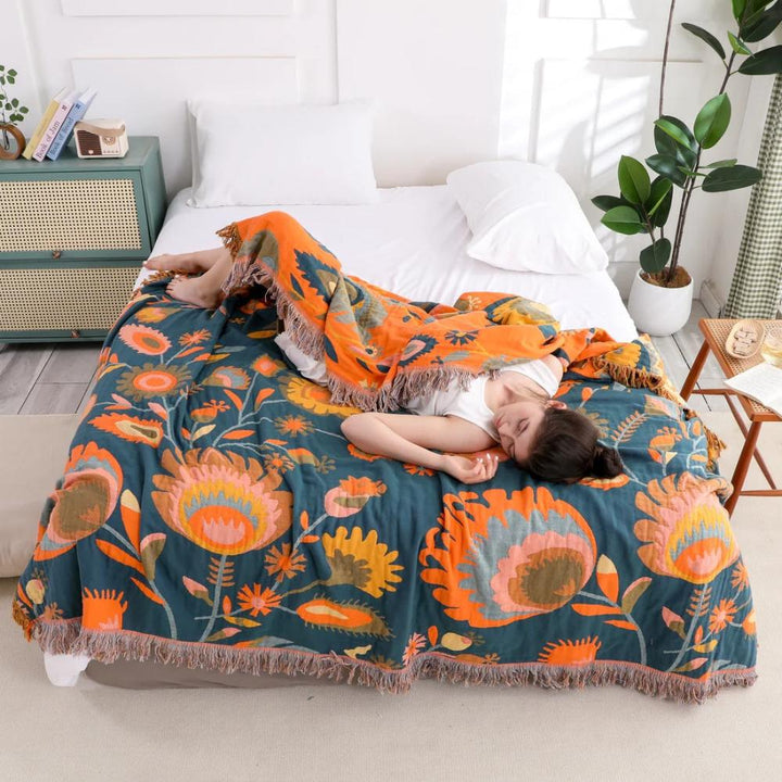 Boho-Decke mit Wildblumen