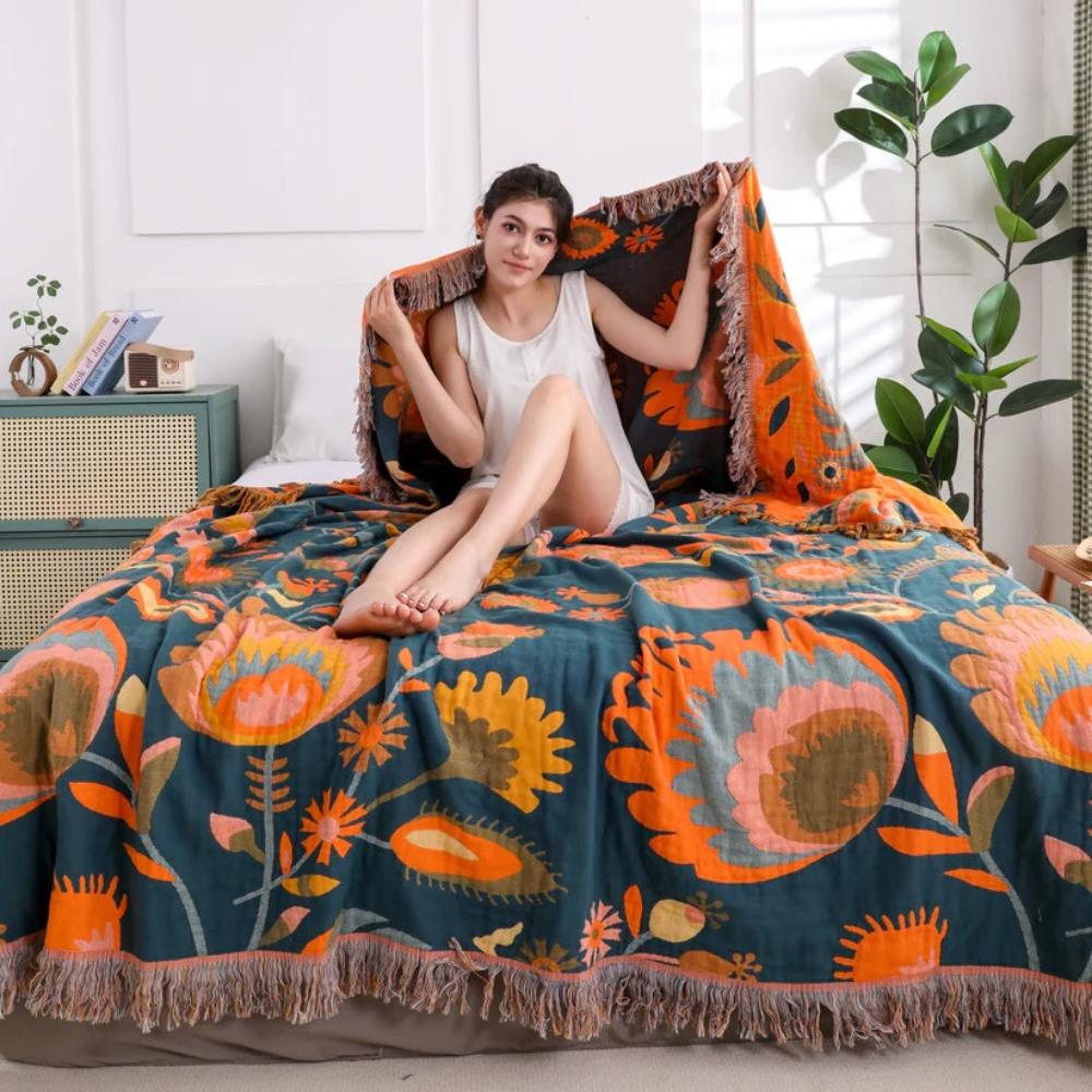 Boho-Decke mit Wildblumen
