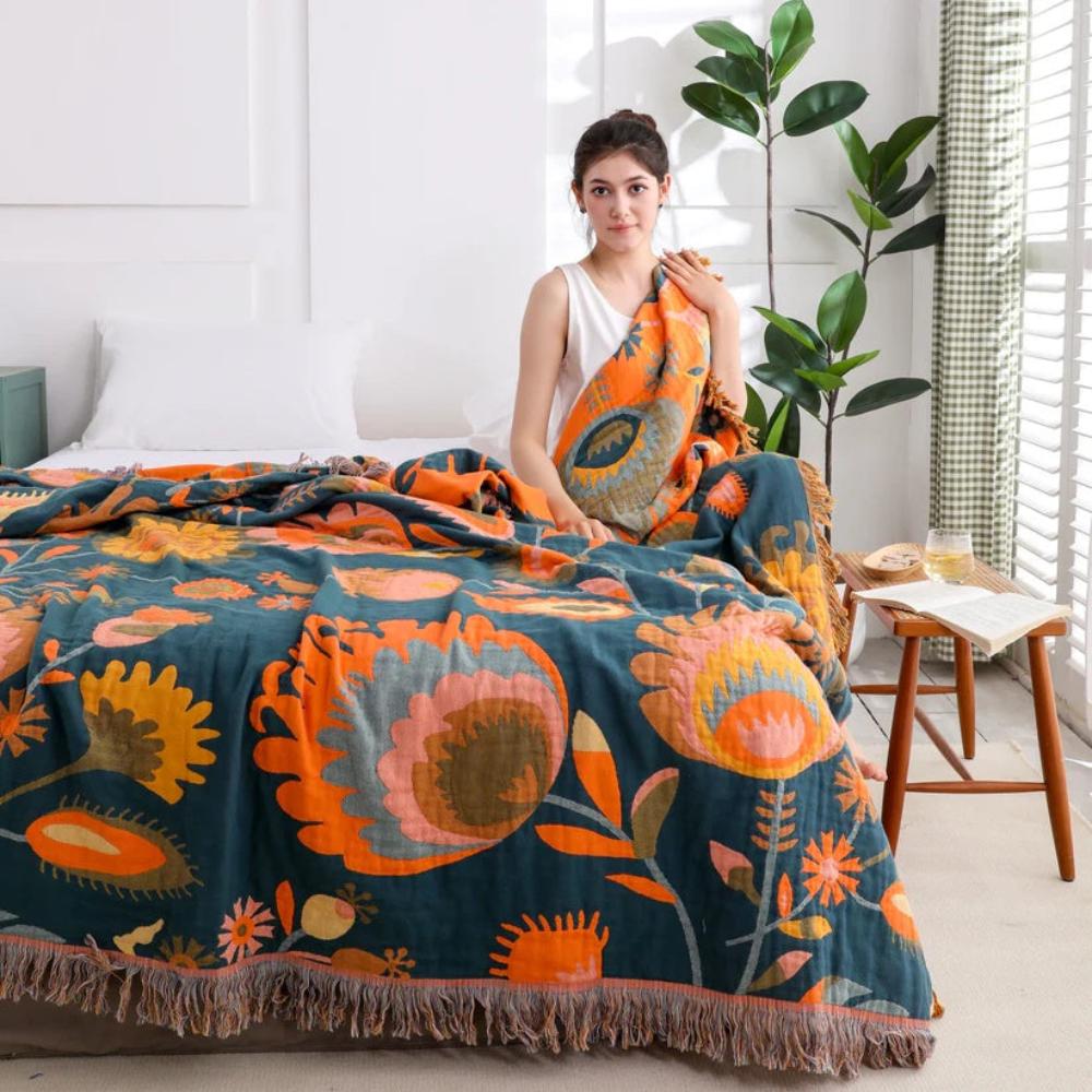 Boho-Decke mit Wildblumen
