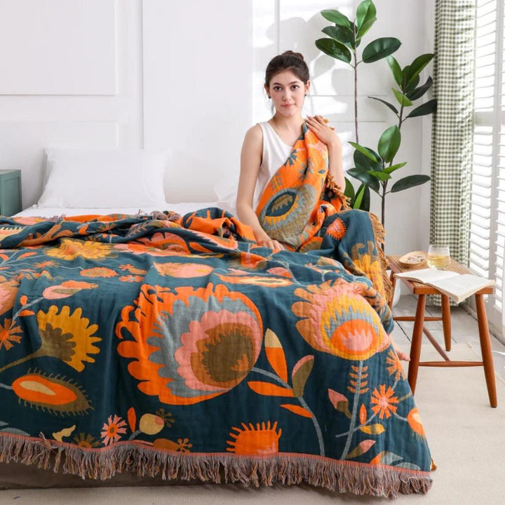 Boho-Decke mit Wildblumen