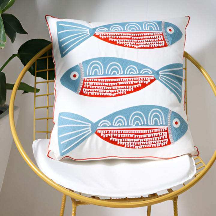 Bestickter Kissenbezug mit maritimen Motiven 45 x 45 cm