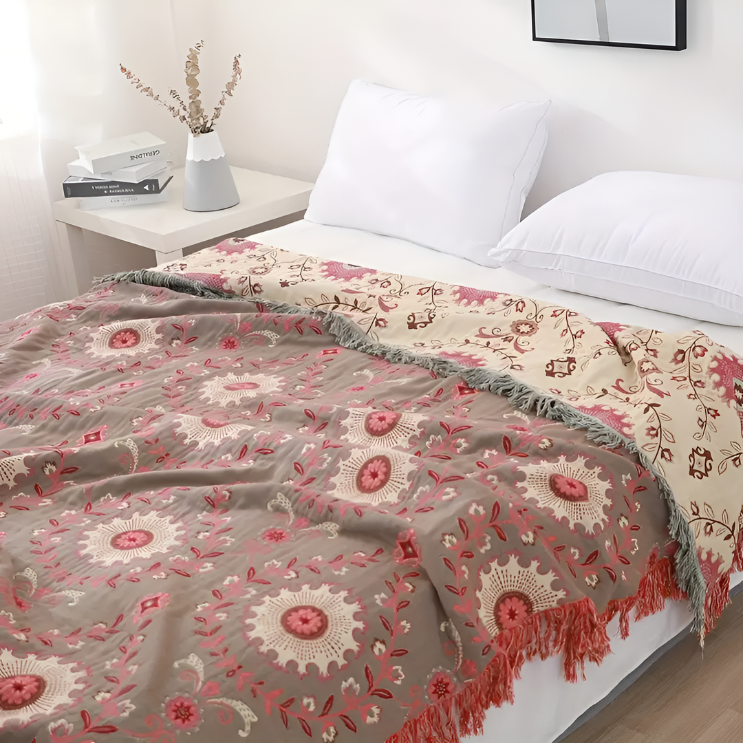 Wendbare Baumwoll-Tagesdecke mit Retro-Mandala