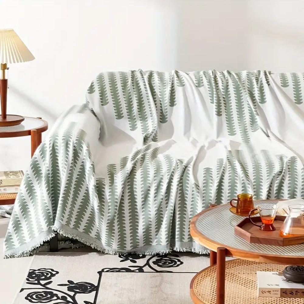 Einteiliger Chenille-Sofawurf mit Farnmuster