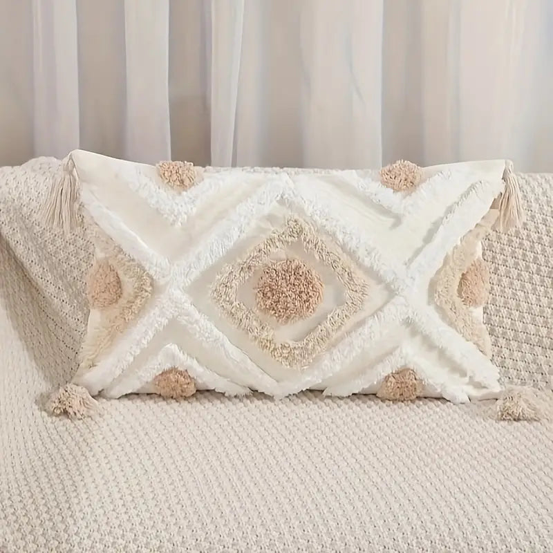 Getufteter Boho-Kissenbezug mit Quasten – Ansicht 02