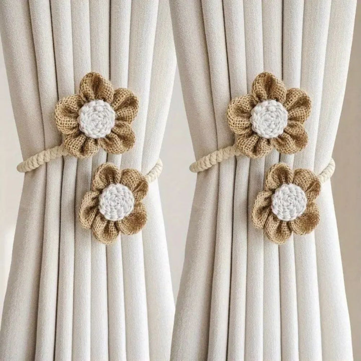 Raffhalter aus Hanfseil mit Blume, 2er-Set