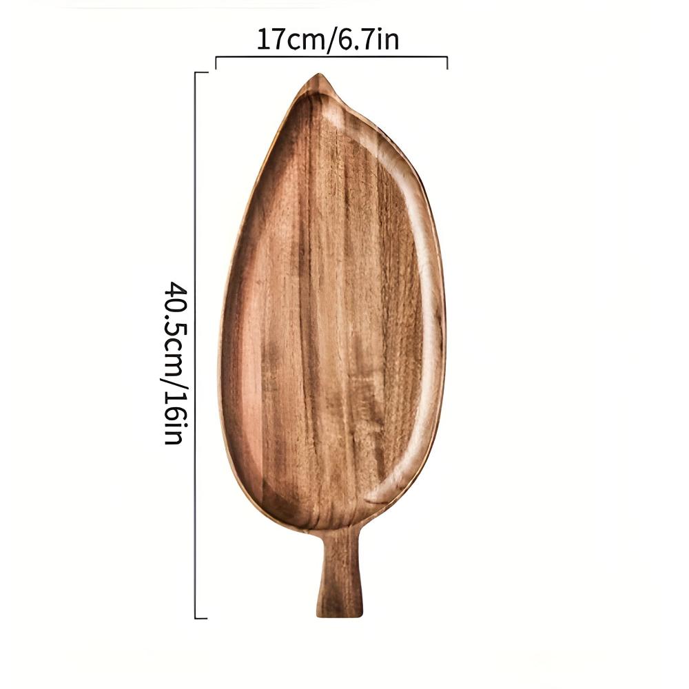 Serviertablett aus Holz in Blattform