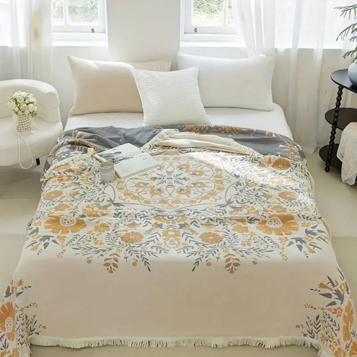 Wendbare Baumwolldecke mit ornamentalem Blumenmuster